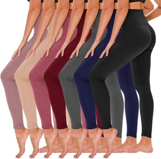 7 Pack High Waisted Leggings for Women - Buttery Soft Workout Running Yoga Pants