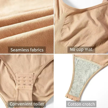1 Piece Solid Seamless Brief Shaping Shapewear Bodysuit, Tummy Control Butt Lifting Slimmer Body Shaper, Women'S Underwear